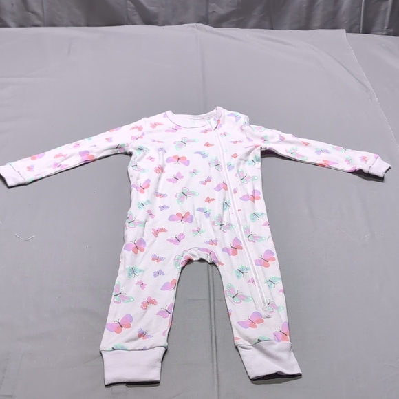 Koala Baby Other - Koala Baby 24M Pink Butterfly Print Long Sleeve Footless Cotton Romper Zipper